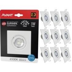 Imagem de Kit 10 Spot Led Embutir 3w Quadrado 6500k  Frio Avant