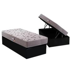 Imagem de Cama Box Baú Solteiro: Colchão Anatômico Herval D45 / AG65 Black Double Face + Base CRC Suede Black(88x188)