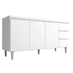 Imagem de Balcão De Cozinha Para Pia Andréia 160cm 3 Portas 3 Gavetas Sem Tampo Branco - Ajl Móveis