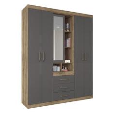 Imagem de Guarda Roupa 5 Portas 3 Gavetas Star 5.3 Atacama/grafite - Pr Móveis