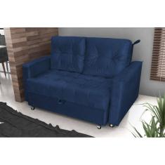 Imagem de Sofá Cama Drika Veludo Azul E433 - Matrix