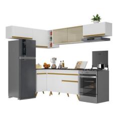 Imagem de Armário De Cozinha Completa De Canto Veneza Gw Multimóveis Mp2060 Bran