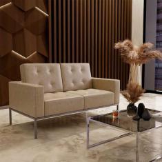 Imagem de Sofá 2 Lugares Isis Revestimento Sintético Bege - Modern