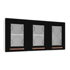 Imagem de Armário Aéreo Cozinha Em Aço Mirage New 3 Portas 1 Prateleira Branco/preto - Telasul