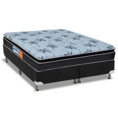 Imagem de Cama Box Queen: Colchão Espuma Probel D28 Guarda Costas Premium Multi Firme + Base Crc Suede Black(158X198)