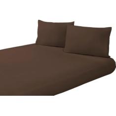 Imagem de Jogo De Lençol King 3 Peças Com Elástico 40cm Cor Marrom - Shopping Ho