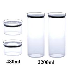 Imagem de 4 Potes Herméticos Redondo 480ml e 2200ml para armazenamento de alimentos