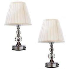 Imagem de Dupla Abajur Cristal Toque Mesa Quarto Sala Decoração 35 Cm - Ref. 311