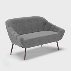 Imagem de Namoradeira 02 Lugares Giovana Linho Grafite A26 Pés Palito de Ferro - D'Rossi