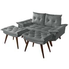 Imagem de Sofa Bariloche 2 Lugares Duas Banquetas Material Sintético - Essencial