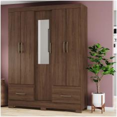 Imagem de Guarda Roupa Casal 05 Portas 02 Gavetas Chale Briz Castanho