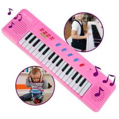 Imagem de Teclado Eletrônico Musical Infantil Piano Criança Com Microfone Rosa O