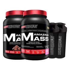 Imagem de KIT 2x HIPERCALÓRICO Hiper Amazing Mass 1,5 kg + 2x Coqueteleiras - Bodybuilders Sabor Chocolate e Morango