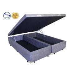 Imagem de Cama Box Baú King Egoflex Bipartido AColchoes Suede Cinza 41x193x203