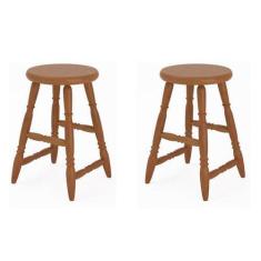 Imagem de Kit com 2 Banquetas de Maderia Bar Baixa Mel Brilho - Piratini