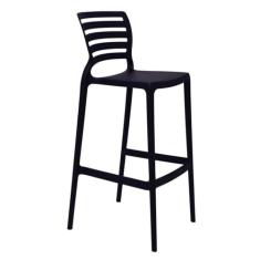 Imagem de Banqueta para Bar Alta Tramontina Sofia Preta em Polipropileno Empilhável