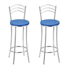 Imagem de Kit 2 Banquetas Bc26-b A103 Cromada/azul