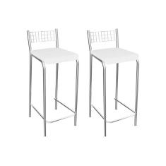 Imagem de Banqueta de Cozinha Gênova 1B705CR 2 Un Cromado/Courano Branco - Kappesberg