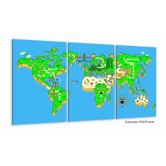Imagem de Quadros Decorativos Mapa Mario Bros Jogo Quarto 120x60 3 peç