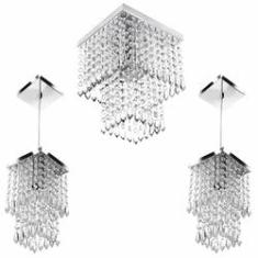 Imagem de Kit 1 Lustre Cristal Acr. Marrycrillic + 2 Pendentes Spark