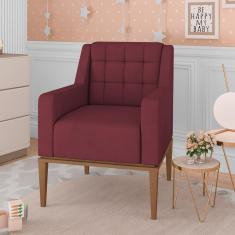 Imagem de Kit 2 Poltronas Decorativas Sala de Estar Madonna Suede Bordô - Gran Belo