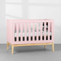 Imagem de Berço Mini Cama Noah com Pés Square Natural - Rosa