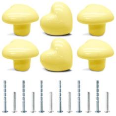 Imagem de Cionyce 6 peças puxadores de armário de cerâmica em forma de coração puxadores de armário de armário bonitos puxadores de armário de cozinha, pequenos puxadores de armário de armário de hardware para
