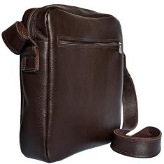 Imagem de Bolsa Shoulder Bag Masculina Em Couro Alça Transversal Com Divisorias 