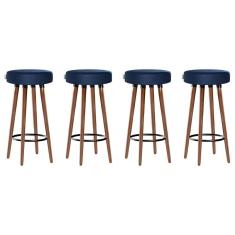 Imagem de Kit 4 Banquetas Moderna Alta Roma Slim Azul 70cm
