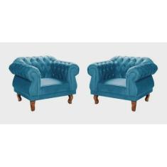 Imagem de Kit 2 Poltronas Chesterfield Elisabeth Capitonê sala/recepão/barbearia Suede  Thifany