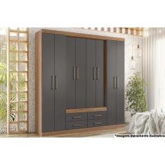 Imagem de Guarda Roupa 8 Portas E 4 Gavetas Nápoles Jatoba-grafitte - Santos Andirá