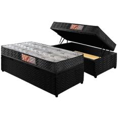 Imagem de Cama Box Baú Solteiro: Colchão Espuma Paropas D45 Pasquale + Base crc Suede Black(88x188)