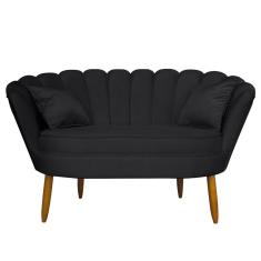 Imagem de Namoradeira Pétala 2 Lugares Decorativa Veludo Grafite - Montanaris Decor