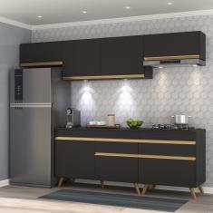 Imagem de Cozinha Completa 5 peças com Leds MP2032 Veneza Up Multimóveis Preta
