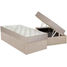 Imagem de Conjunto Box Baú Solteiro: Colchão Molas Ortobom Hotelaria Nanolastic Orthotel SuperLuxo + Base CRC Suede Clean(88x188)