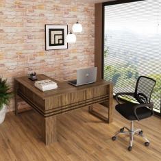 Imagem de Mesa para Escritório em L com Cadeira Diretor Tela Mesh Tok 3310 Nogal