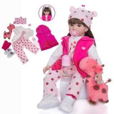 Imagem de Brinquedo Boneca Bebe Reborn  Corpo De Silicone Com Girafinha De Pelúc