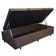 Imagem de Cama Box Baú Solteiro Homequeen Suede Marrom 41X88x188