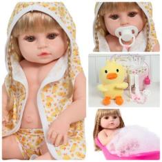 Imagem de Boneca Reborn Princesa Patinho Corpo De Vinil Pode Molhar - Cegonha Re
