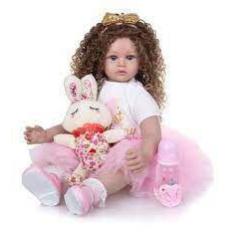 Imagem de Brinquedo Boneca Bebê Reborn 60cm Princesa Aurora 1º Aniversario - Mun
