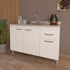 Imagem de Balcão Gabinete de Cozinha 120cm Para Pia Sem Tampo (Branco)