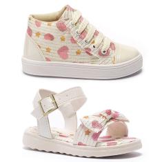 Imagem de Kit 2 Pares Tênis Infantil e Sandália Menina Tininha Escolar Confortável-Feminino