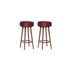 Imagem de Kit 2 Banquetas Alta Pés Palito Roma Romã 70cm