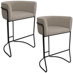 Imagem de Kit 02 Banquetas Alta Com Encosto Betina Base Preto Poli ster