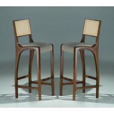 Imagem de Kit 2 Banquetas Lilie Base Champagne Vários Tecidos em Linho e Veludo 