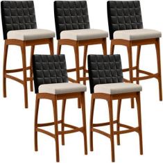 Imagem de Kit 05 Banquetas Altas Cozinha Sala De Jantar Fixa Mila B04 Corano Pre
