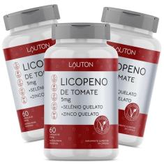 Imagem de Licopeno 5Mg Com Zinco E Selênio Lauton Premium Vegano Kit 3