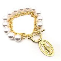 Imagem de Pulseira Feminina Nossa Senhora das Graças em Pérola