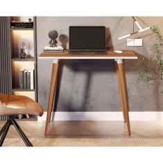 Imagem de Mesa Escrivaninha Off Freijó Retrô em Mdf e Pés Palito de Madeira