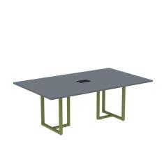 Imagem de Mesa de Reunião Retangular com Power Box 200x90cm Mr2000p25tub Grafito/Verde Miró